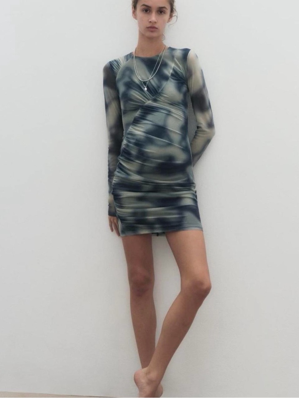 Zara Abstract Ruched Mini Dress